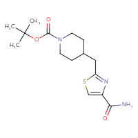 Chemical structure of tert-butyl 4-[(4-carbamoyl-1,3-thiazol-2-yl)methyl]piperidine-1-carboxylate - CSSB01045690476