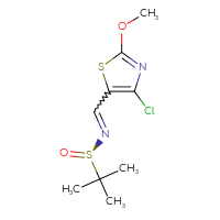 Chemical structure of (R)-N-[(4-chloro-2-methoxy-1,3-thiazol-5-yl)methylidene]-2-methylpropane-2-sulfinamide - CSSB00017050862