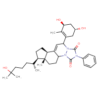 Chemical structure of (10R,13R,14R)-7-[(3S,5R)-3,5-dihydroxy-2-methylcyclohex-1-en-1-yl]-13-[(2R)-6-hydroxy-6-methylheptan-2-yl]-14-methyl-4-phenyl-2,4,6-triazatetracyclo[7.7.0.0²,⁶.0¹⁰,¹⁴]hexadec-8-ene-3,5-dione - CSSB14948339266
