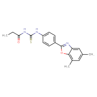 Chemical structure of 1-[4-(5,7-dimethyl-1,3-benzoxazol-2-yl)phenyl]-3-propanoylthiourea - CSSB00102645511