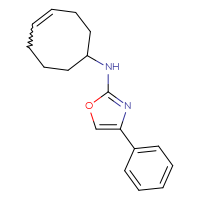 Chemical structure of N-(cyclooct-4-en-1-yl)-4-phenyl-1,3-oxazol-2-amine - CSSB15189529011