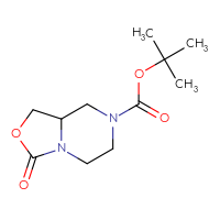 Chemical structure of tert-butyl 3-oxo-hexahydro-1H-[1,3]oxazolo[3,4-a]pyrazine-7-carboxylate - CSSB00000685380