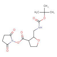 Chemical structure of 2,5-dioxopyrrolidin-1-yl 2-({[(tert-butoxy)carbonyl]amino}methyl)oxolane-3-carboxylate - CSSB20270230298