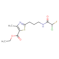 Chemical structure of ethyl 2-[3-(2-chloro-2-fluoroacetamido)propyl]-4-methyl-1,3-thiazole-5-carboxylate - CSSB21332050593