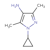 Chemical structure of 1-cyclopropyl-3,5-dimethyl-1H-pyrazol-4-amine - CSSB00010296176