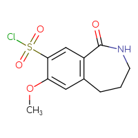 Chemical structure of 7-methoxy-1-oxo-2,3,4,5-tetrahydro-1H-2-benzazepine-8-sulfonyl chloride - CSSB00020588357
