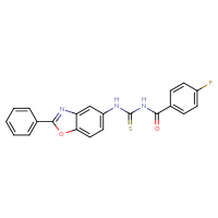 Chemical structure of 1-(4-fluorobenzoyl)-3-(2-phenyl-1,3-benzoxazol-5-yl)thiourea - CSSB00121706600