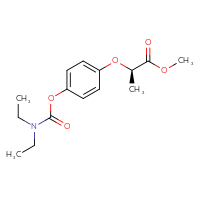 Chemical structure of methyl (2R)-2-{4-[(diethylcarbamoyl)oxy]phenoxy}propanoate - CSSB21432463271