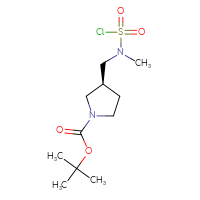 Chemical structure of tert-butyl (3S)-3-{[(chlorosulfonyl)(methyl)amino]methyl}pyrrolidine-1-carboxylate - CSSB06256219318