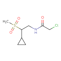 Chemical structure of 2-chloro-N-(2-cyclopropyl-2-methanesulfonylethyl)acetamide - CSSB02495791601