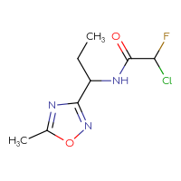Chemical structure of 2-chloro-2-fluoro-N-[1-(5-methyl-1,2,4-oxadiazol-3-yl)propyl]acetamide - CSSB21332119354