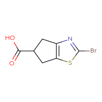 Chemical structure of 2-bromo-4H,5H,6H-cyclopenta[d][1,3]thiazole-5-carboxylic acid - CSSB20813988761