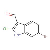 Chemical structure of 6-bromo-2-chloro-1H-indole-3-carbaldehyde - CSSB00009828076