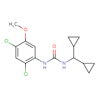 Chemical structure of 1-(2,4-dichloro-5-methoxyphenyl)-3-(dicyclopropylmethyl)urea - CSSB15220989750
