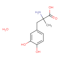 Chemical structure of 2-amino-3-(3,4-dihydroxyphenyl)-2-methylpropanoic acid hydrate - CSSB00025726779