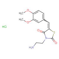 Chemical structure of 3-(2-aminoethyl)-5-[(3,4-dimethoxyphenyl)methylidene]-1,3-thiazolidine-2,4-dione hydrochloride - CSSB00015194143