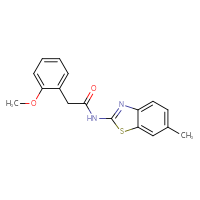Chemical structure of 2-(2-methoxyphenyl)-N-(6-methyl-1,3-benzothiazol-2-yl)acetamide - CSSB00104680154