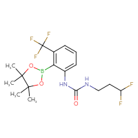 Chemical structure of 3-(3,3-difluoropropyl)-1-[2-(4,4,5,5-tetramethyl-1,3,2-dioxaborolan-2-yl)-3-(trifluoromethyl)phenyl]urea - CSSB21332057123