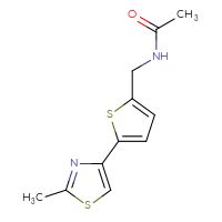 Chemical structure of N-{[5-(2-methyl-1,3-thiazol-4-yl)thiophen-2-yl]methyl}acetamide - CSSB00000016847