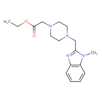 Chemical structure of ethyl 2-{4-[(1-methyl-1H-1,3-benzodiazol-2-yl)methyl]piperazin-1-yl}acetate - CSSB06537516140