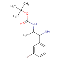 Chemical structure of tert-butyl N-[1-amino-1-(3-bromophenyl)propan-2-yl]carbamate - CSSB00018471332