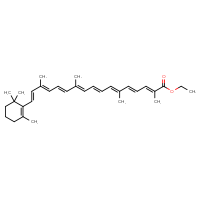 Chemical structure of ethyl (2E,4E,6E,8E,10E,12E,14E,16E)-2,6,11,15-tetramethyl-17-(2,6,6-trimethylcyclohex-1-en-1-yl)heptadeca-2,4,6,8,10,12,14,16-octaenoate - CSSB00016997051