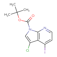 Chemical structure of tert-butyl 3-chloro-4-iodo-1H-pyrrolo[2,3-b]pyridine-1-carboxylate - CSSB21332174946