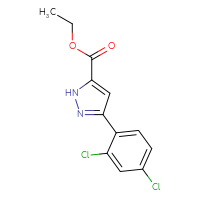 Chemical structure of ethyl 3-(2,4-dichlorophenyl)-1H-pyrazole-5-carboxylate - CSSB00020597301
