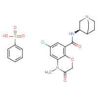 Chemical structure of N-[(3R)-1-azabicyclo[2.2.2]octan-3-yl]-6-chloro-4-methyl-3-oxo-3,4-dihydro-2H-1,4-benzoxazine-8-carboxamide; benzenesulfonic acid - CSSB14863681632