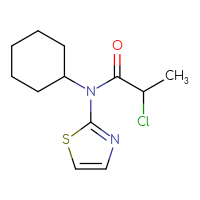 Chemical structure of 2-chloro-N-cyclohexyl-N-(1,3-thiazol-2-yl)propanamide - CSSB00000735130