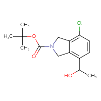 Chemical structure of tert-butyl 4-chloro-7-(1-hydroxyethyl)-2,3-dihydro-1H-isoindole-2-carboxylate - CSSB21230199305