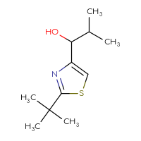 Chemical structure of 1-(2-tert-butyl-1,3-thiazol-4-yl)-2-methylpropan-1-ol - CSSB00013447755
