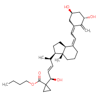 Chemical structure of butyl 1-[(1R,2E,4R)-4-[(1R,3aS,7aR)-4-{2-[(3S,5R)-3,5-dihydroxy-2-methylidenecyclohexylidene]ethylidene}-7a-methyl-octahydro-1H-inden-1-yl]-1-hydroxypent-2-en-1-yl]cyclopropane-1-carboxylate - CSSB20620527176