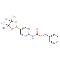 Chemical structure of benzyl N-[5-(4,4,5,5-tetramethyl-1,3,2-dioxaborolan-2-yl)pyrimidin-2-yl]carbamate - CSSB00010223218