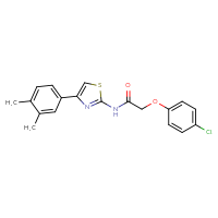Chemical structure of 2-(4-chlorophenoxy)-N-[4-(3,4-dimethylphenyl)-1,3-thiazol-2-yl]acetamide - CSSB00121679006