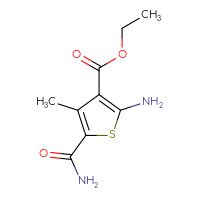 Chemical structure of ethyl 2-amino-5-carbamoyl-4-methylthiophene-3-carboxylate - CSSB00000184159