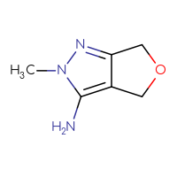 Chemical structure of 2-methyl-2H,4H,6H-furo[3,4-c]pyrazol-3-amine - CSSB00020817031