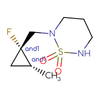 Chemical structure of rac-2-{[(1R,2S)-1-fluoro-2-methylcyclopropyl]methyl}-1λ⁶,2,6-thiadiazinane-1,1-dione - CSMB02130880242
