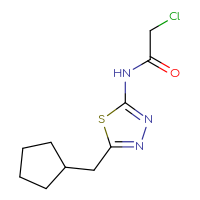 Chemical structure of 2-chloro-N-[5-(cyclopentylmethyl)-1,3,4-thiadiazol-2-yl]acetamide - CSSB00010196513
