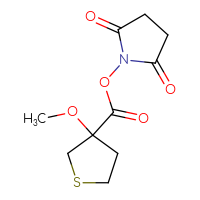 Chemical structure of 2,5-dioxopyrrolidin-1-yl 3-methoxythiolane-3-carboxylate - CSSB20270437934