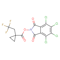 Chemical structure of 4,5,6,7-tetrachloro-1,3-dioxo-2,3-dihydro-1H-isoindol-2-yl 1-(2,2,2-trifluoroethyl)cyclopropane-1-carboxylate - CSSB20271284910