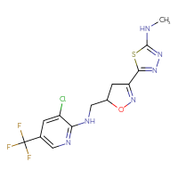 Chemical structure of 3-chloro-N-({3-[5-(methylamino)-1,3,4-thiadiazol-2-yl]-4,5-dihydro-1,2-oxazol-5-yl}methyl)-5-(trifluoromethyl)pyridin-2-amine - CSSB00025729078
