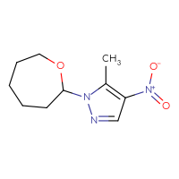 Chemical structure of 5-methyl-4-nitro-1-(oxepan-2-yl)-1H-pyrazole - CSSB20621663103