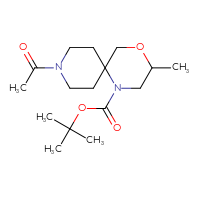 Chemical structure of tert-butyl 9-acetyl-3-methyl-4-oxa-1,9-diazaspiro[5.5]undecane-1-carboxylate - CSSB06911343029