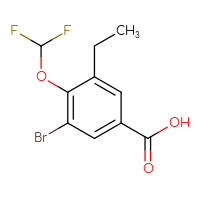 Chemical structure of 3-bromo-4-(difluoromethoxy)-5-ethylbenzoic acid - CSSB02140851612