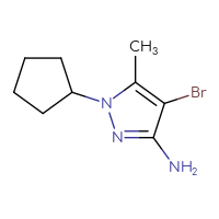 Chemical structure of 4-bromo-1-cyclopentyl-5-methyl-1H-pyrazol-3-amine - CSSB00010176523