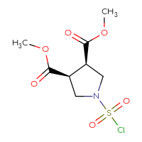 Chemical structure of 3,4-dimethyl (3R,4S)-1-(chlorosulfonyl)pyrrolidine-3,4-dicarboxylate - CSSB21224773448