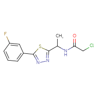 Chemical structure of 2-chloro-N-{1-[5-(3-fluorophenyl)-1,3,4-thiadiazol-2-yl]ethyl}acetamide - CSSB00160560498