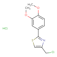 Chemical structure of 4-(chloromethyl)-2-(3,4-dimethoxyphenyl)-1,3-thiazole hydrochloride - CSSB00000685376