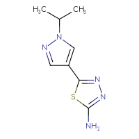 Chemical structure of 5-[1-(propan-2-yl)-1H-pyrazol-4-yl]-1,3,4-thiadiazol-2-amine - CSSB00010065980